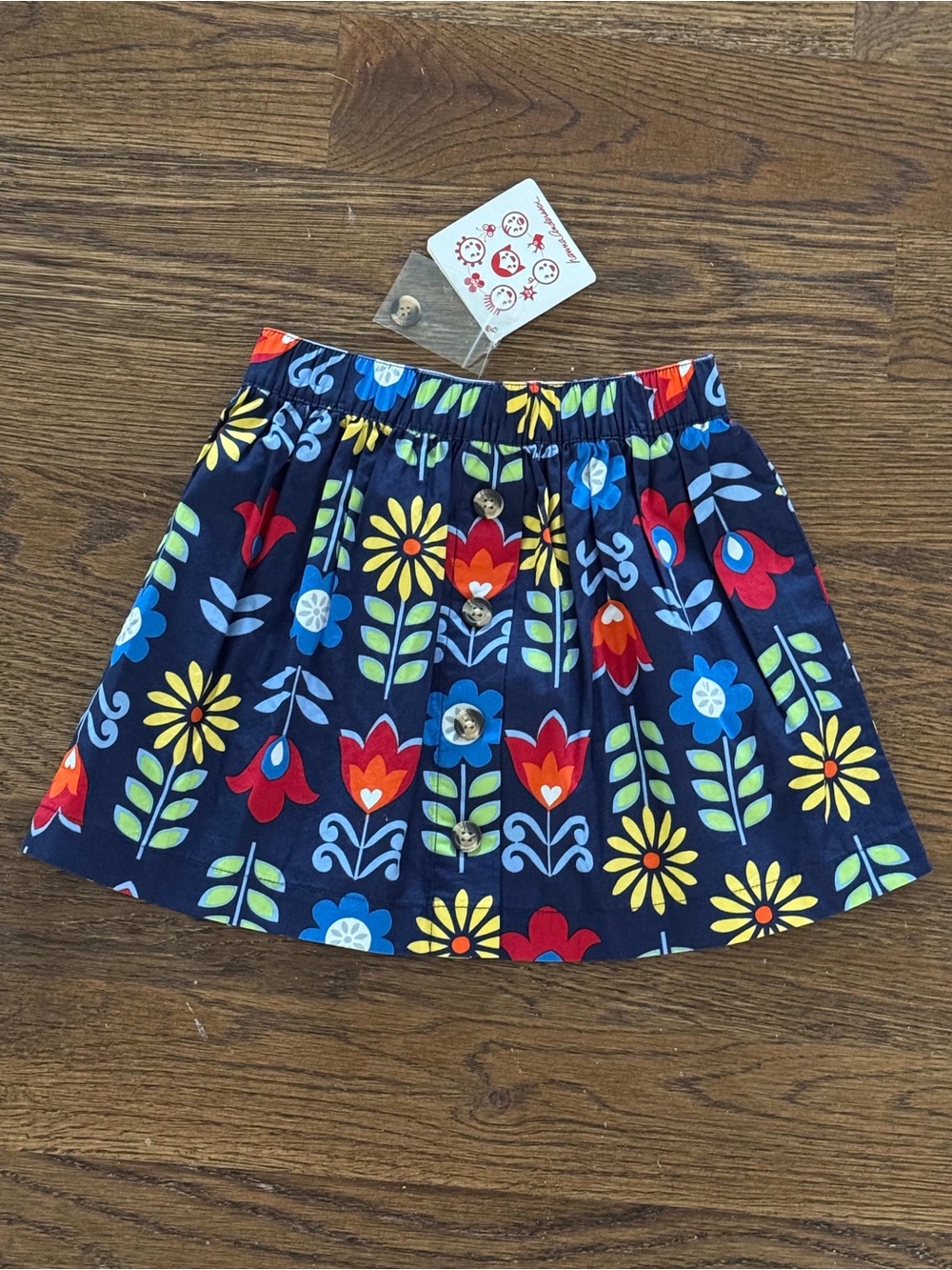 Hanna Andersson Navy Floral Button-Front Skip Hop Skirt New With Tags